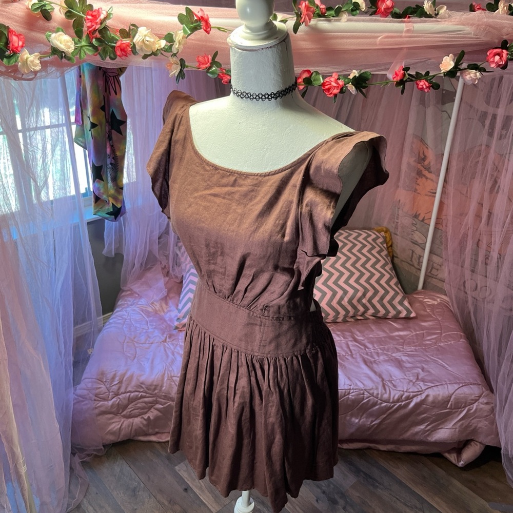 Free People Pinafore Brown Dress
